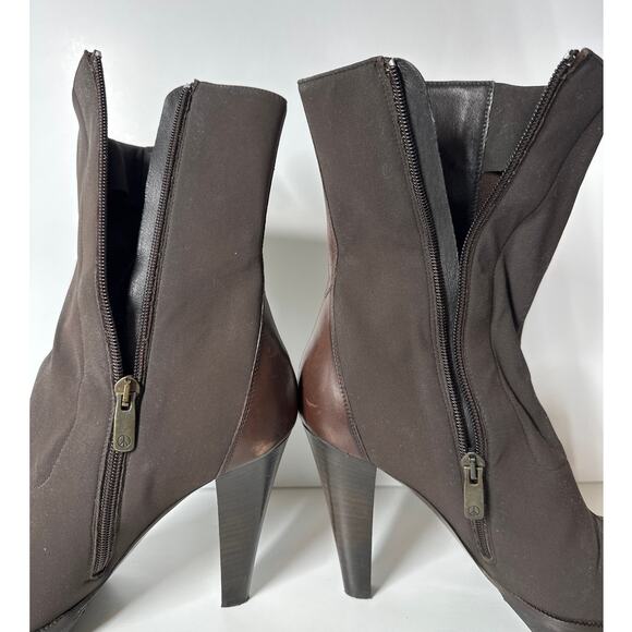 Donald J. Pliner Dona Microfiber Ankle Boots High Heel Stretchy Size 8 Brown - Picture 8 of 13